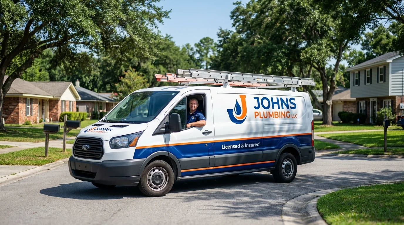 Johns Plumbing LLC service van in Galliano, LA