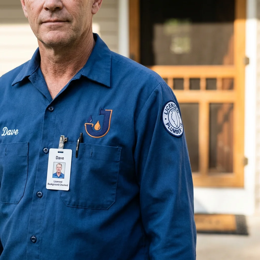 Licensed plumber showing ID badge in Galliano, LA