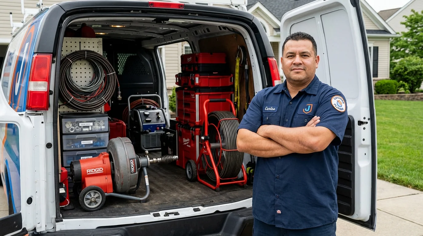 Professional drain cleaning equipment and Johns Plumbing LLC plumber in Galliano