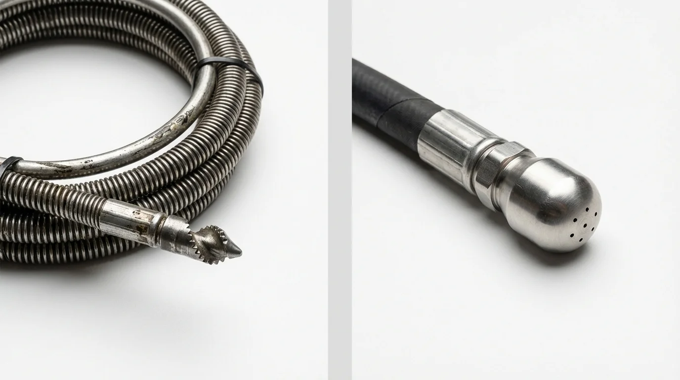 Drain snake cable and hydro jetting nozzle used for drain cleaning in Galliano, LA