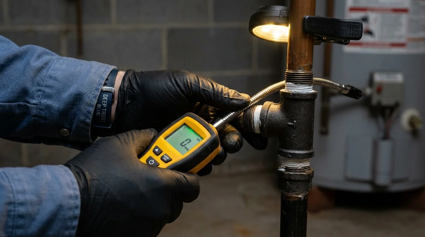 Gas leak detection with electronic sniffer by Johns Plumbing LLC in Galliano