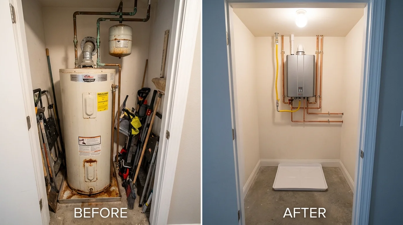 Tank water heater versus wall-mounted tankless unit comparison for Galliano, LA homeowners