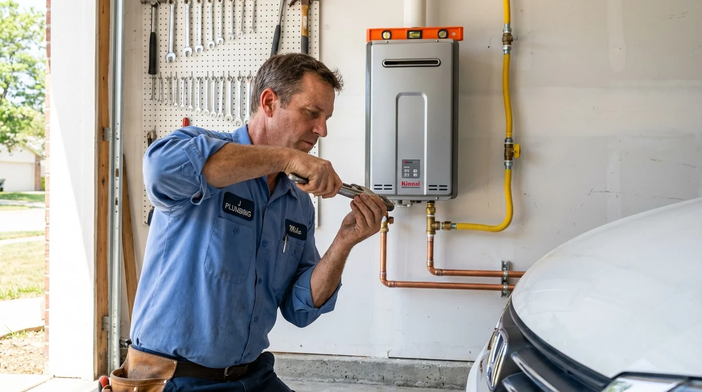 Tankless water heater installation by a Johns Plumbing LLC plumber in Galliano